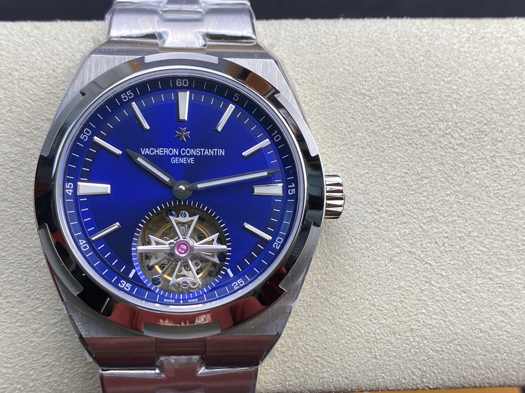 Vacheron Constantin Overseas Collection Tourbillon Watch 42.5mm｜8F Factory Production 904L Stainless Steel Case Polishing Decoration Craft Blue Sunburst Dial Quick-change Bracelet/Strap Automatic Mechanical Movement