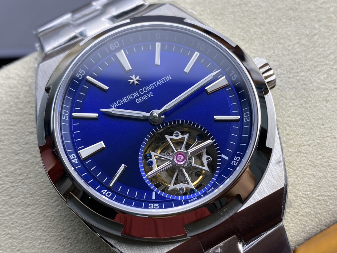 Vacheron Constantin Overseas Collection Tourbillon Watch 42.5mm｜8F Factory Production 904L Stainless Steel Case Polishing Decoration Craft Blue Sunburst Dial Quick-change Bracelet/Strap Automatic Mechanical Movement