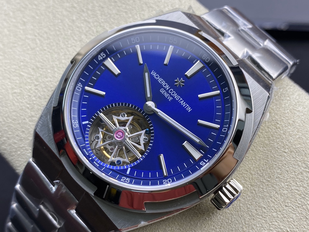 Vacheron Constantin Overseas Collection Tourbillon Watch 42.5mm｜8F Factory Production 904L Stainless Steel Case Polishing Decoration Craft Blue Sunburst Dial Quick-change Bracelet/Strap Automatic Mechanical Movement