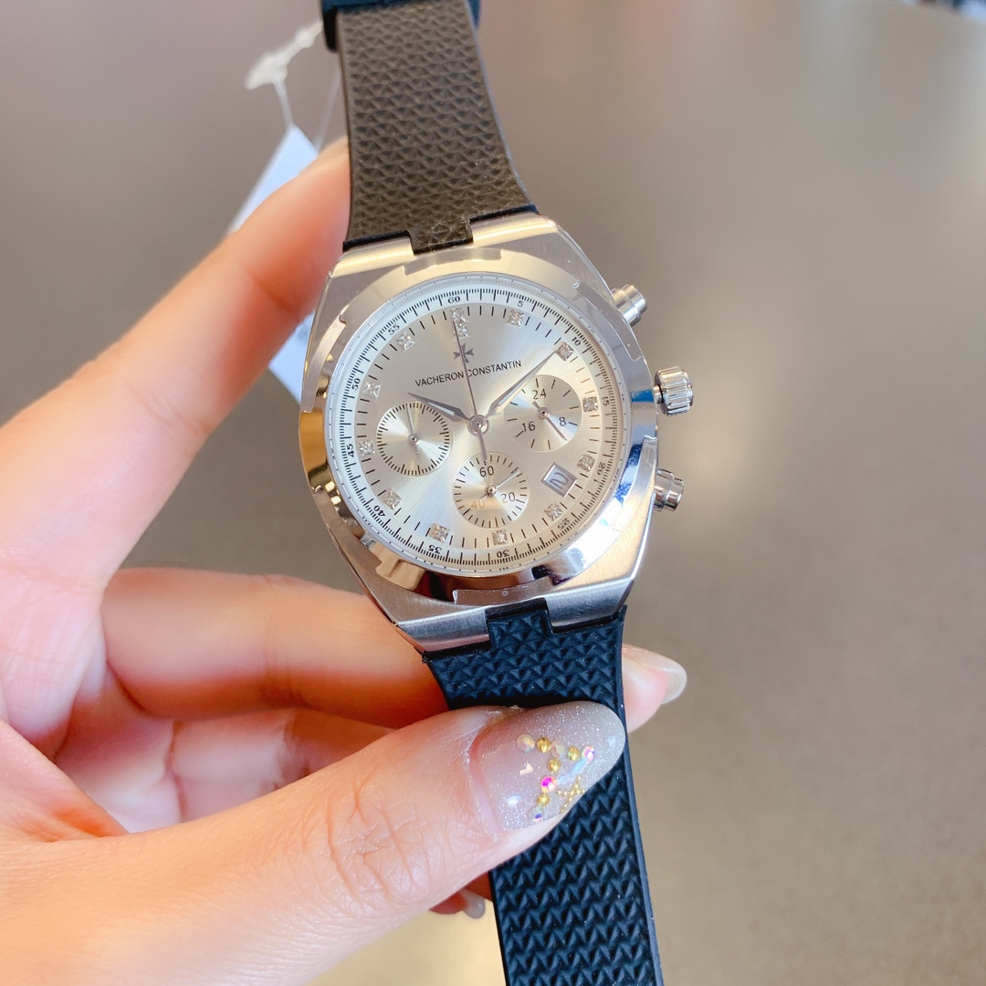 Vacheron Constantin Overseas Collection Six-Hand Multifunctional Chronograph Watch 36.5mm｜Stainless Steel Case Imported Japanese Os Movement Sapphire Crystal Glass Colorful Rubber Strap Original Pin Buckle