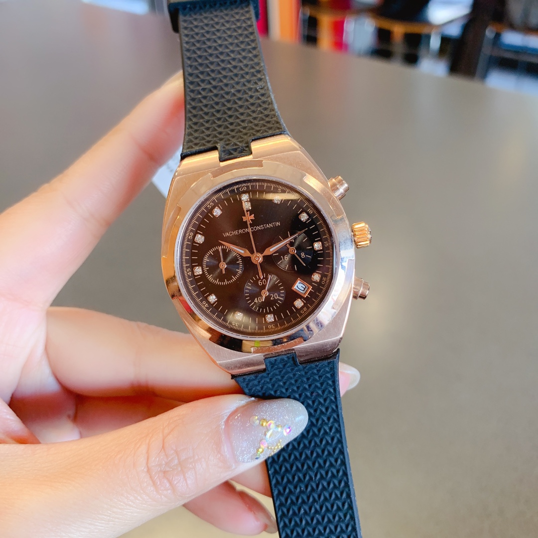 Vacheron Constantin Overseas Collection Six-Hand Multifunctional Chronograph Watch 36.5mm｜Stainless Steel Case Imported Japanese Os Movement Sapphire Crystal Glass Colorful Rubber Strap Original Pin Buckle