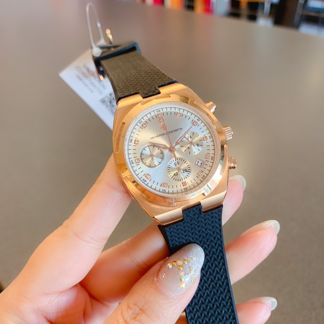 Vacheron Constantin Overseas Collection Six-Hand Multifunctional Chronograph Watch 36.5mm｜Stainless Steel Case Imported Japanese Os Movement Sapphire Crystal Glass Colorful Rubber Strap Original Pin Buckle