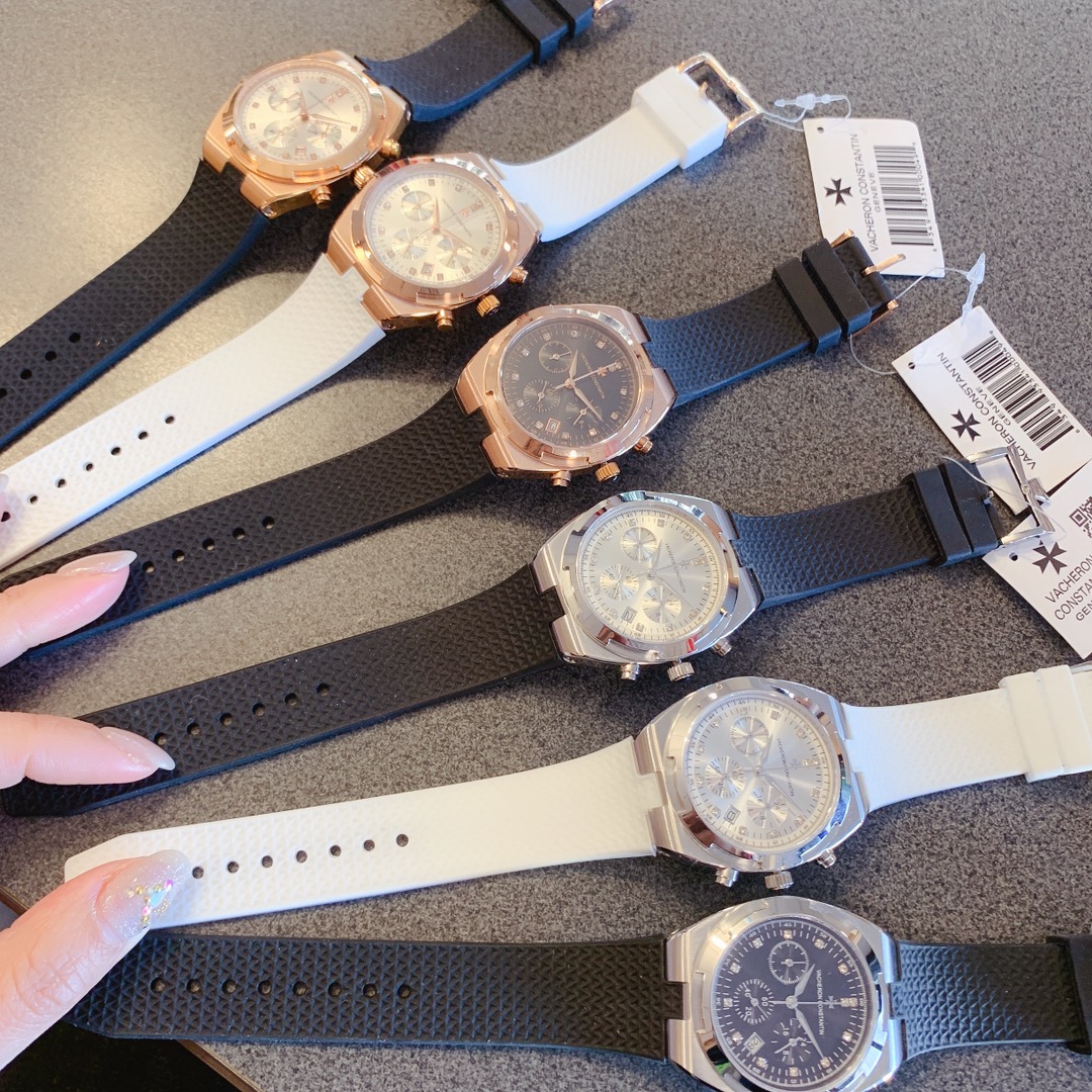 Vacheron Constantin Overseas Collection Six-Hand Multifunctional Chronograph Watch 36.5mm｜Stainless Steel Case Imported Japanese Os Movement Sapphire Crystal Glass Colorful Rubber Strap Original Pin Buckle