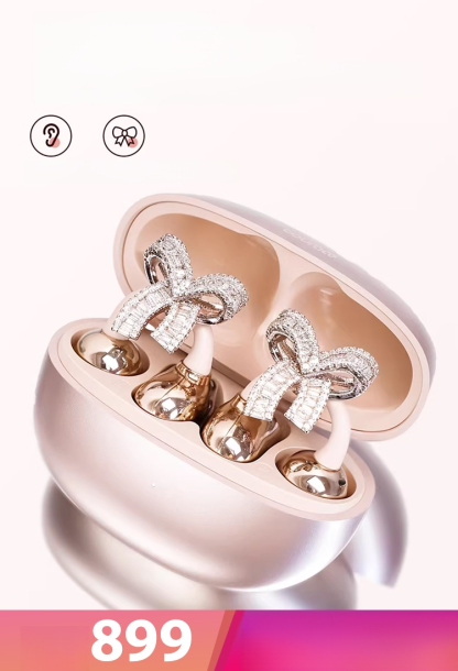 🎀การผสมผสานที่ลงตัวระหว่างโบว์และตัวล็อกประดับเพชร ทำให้หูฟังนี้ไม่ใช่แค่หูฟัง แต่ยังเป็นเครื่องประดับที่ทันสมัยอีกด้วย