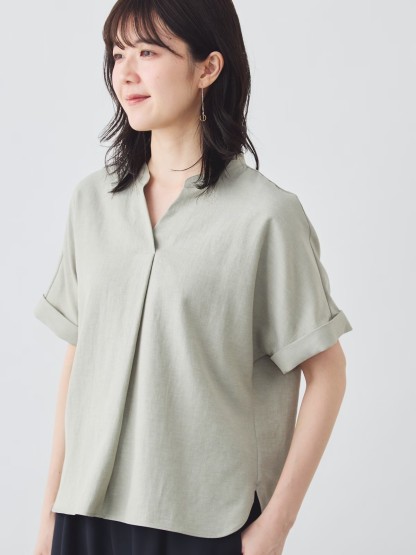 リネンライクブラウス