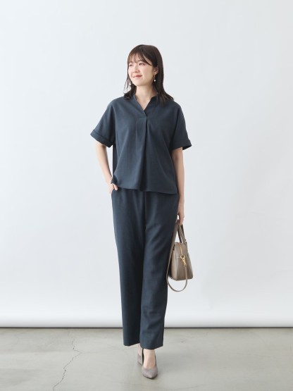 リネンライクパンツ セミワイド