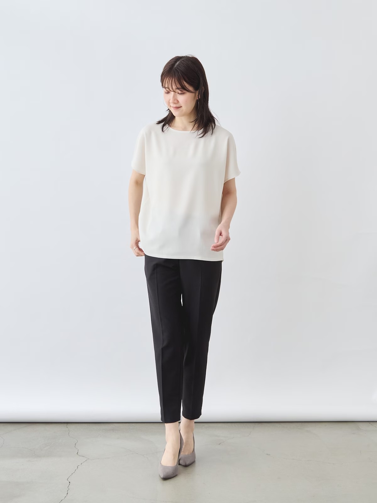 洗えるフレンチスリーブブラウス