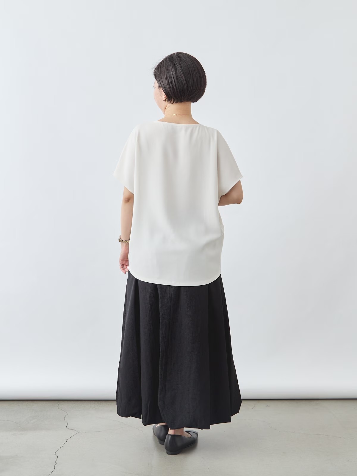 洗えるフレンチスリーブブラウス