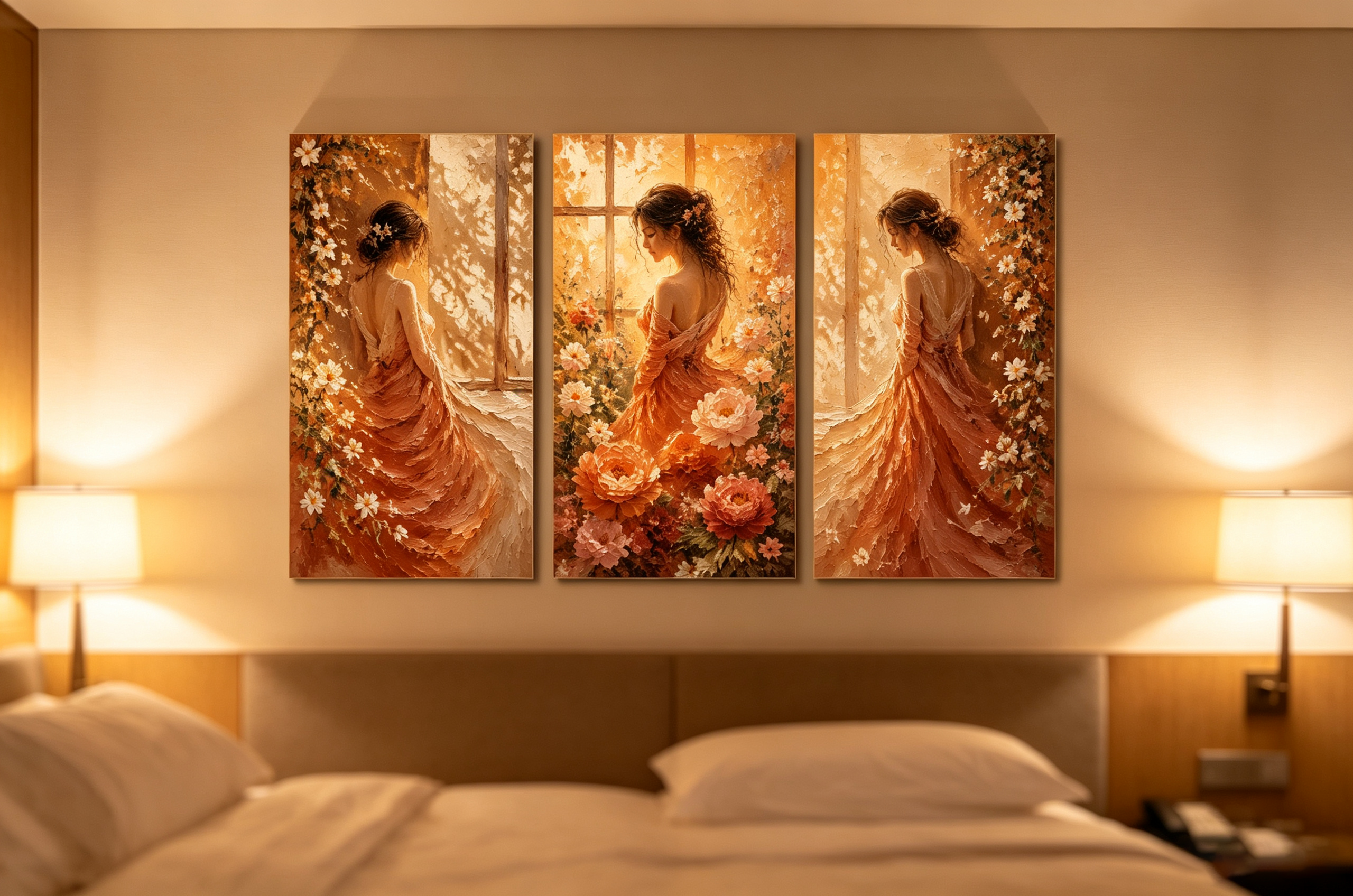Bộ Tranh Canvas 3 Tấm Trang Trí Khách Sạn Cao Cấp – Nghệ Thuật Hiện Đại Sang Trọng.