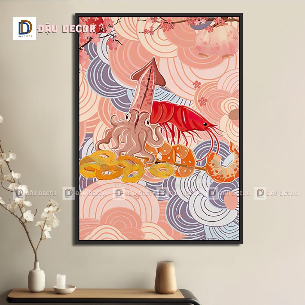 Tranh Canvas treo tường trang trí nhà hàng phong cách Nhật bản,tranh trang trí nhà hàng susi.Tranh trang trí phòng khách