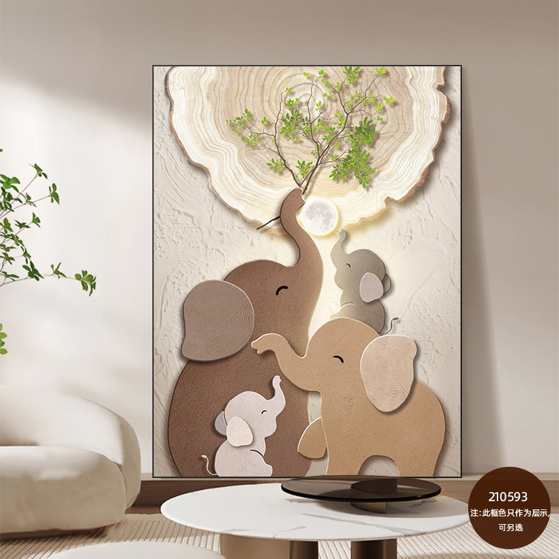 Tranh Decor Gia Đình Voi Nghệ Thuật Tối Giản Treo Tường Phòng Khách – Biểu Tượng Gắn Bó Yêu Thương60x80cm