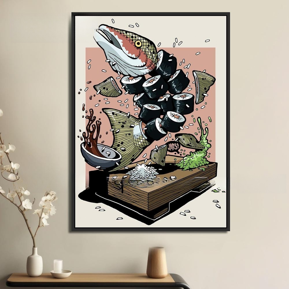 Tranh Canvas treo tường trang trí nhà hàng phong cách Nhật bản,tranh trang trí nhà hàng susi.Tranh trang trí phòng khách