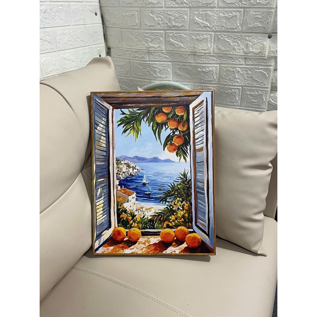 Tranh cửa sổ tranh canvas phong cảnh SNY16 - Tranh trang trí treo phòng ngủ, phòng khách