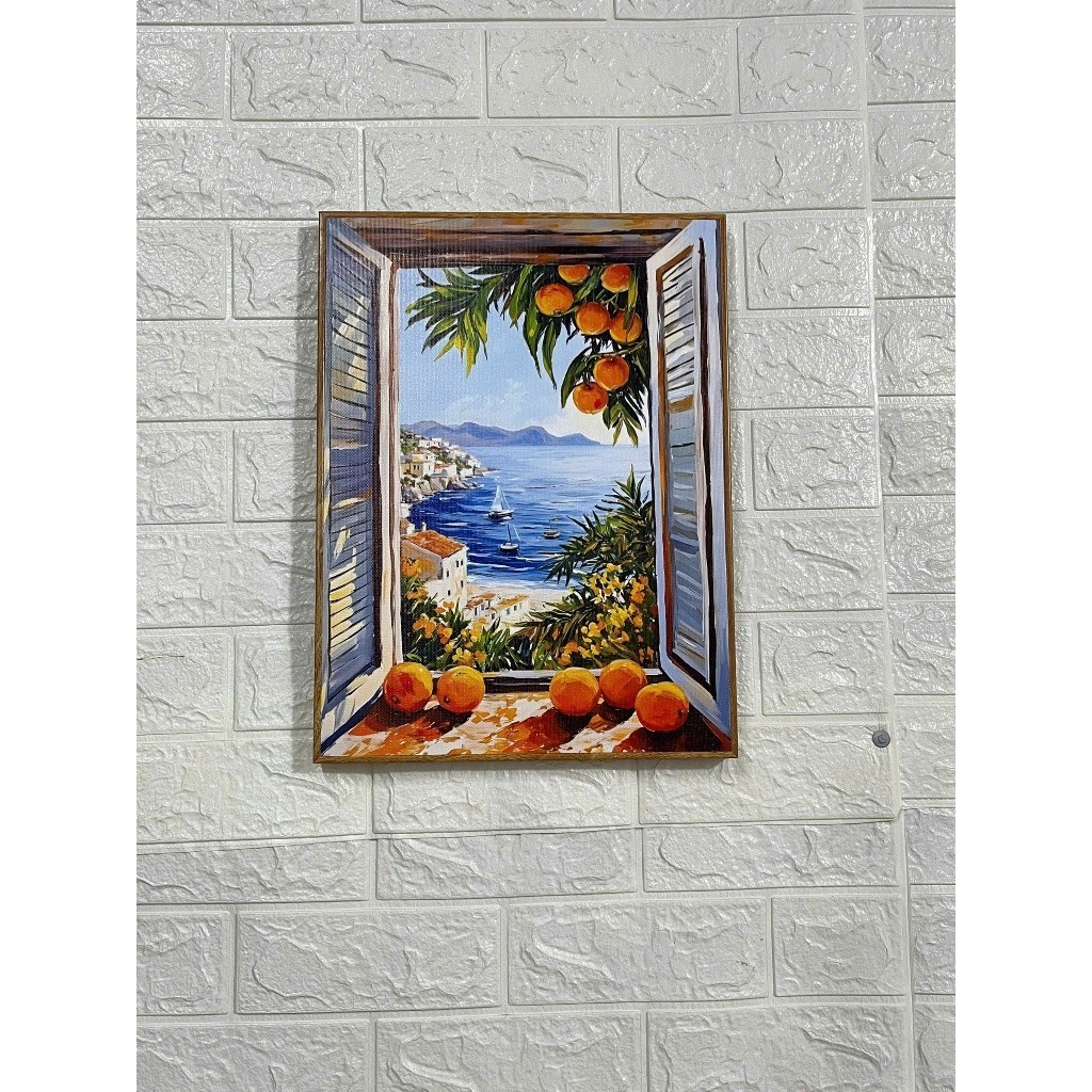 Tranh cửa sổ tranh canvas phong cảnh SNY16 - Tranh trang trí treo phòng ngủ, phòng khách