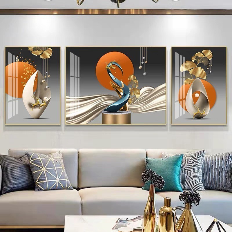 Bộ 3 Tranh Tráng Gương " Trườu Tượng Hiện Đại" In UV5D Cao Cấp. Trang Trí Nhà Cửa