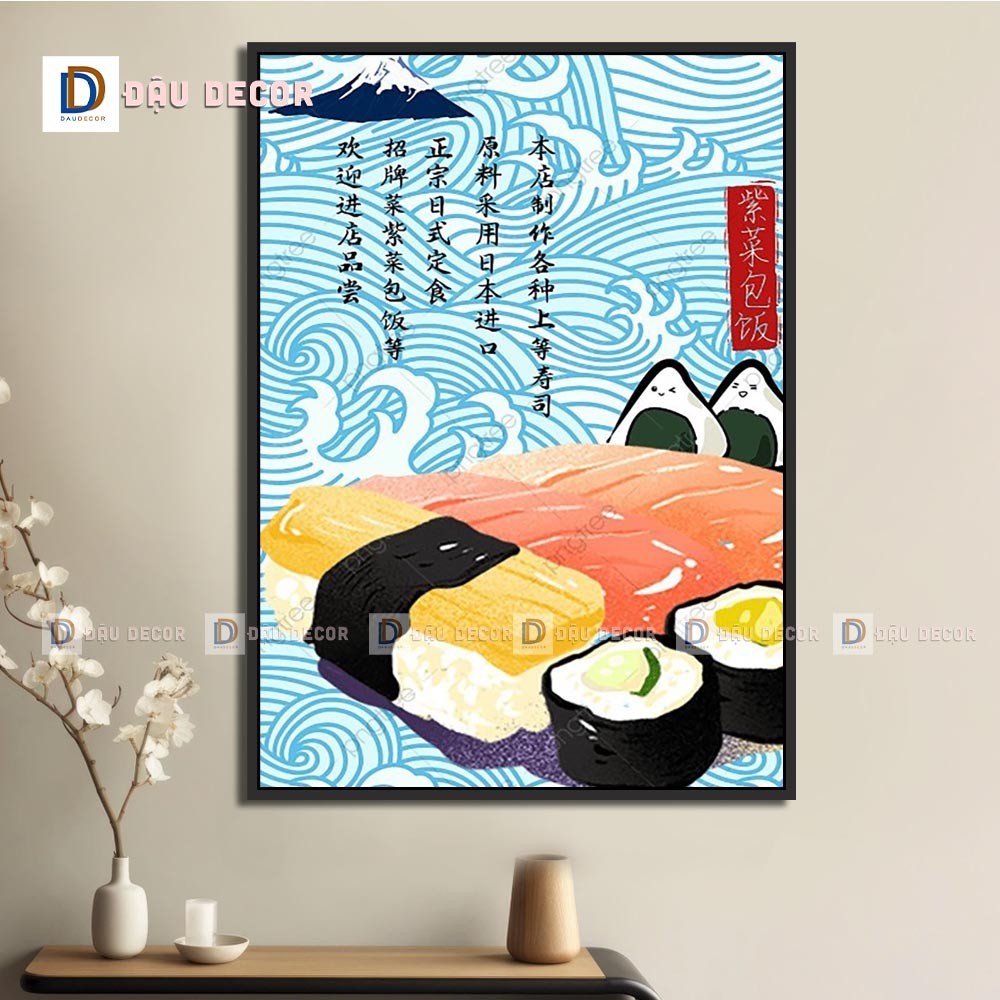 Tranh Canvas treo tường trang trí nhà hàng phong cách Nhật bản,tranh trang trí nhà hàng susi.Tranh trang trí phòng khách