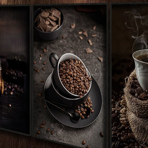 Tranh tường chủ đề cà phê cổ điển, khung gỗ, trang trí quán cà phê và phòng ngủ