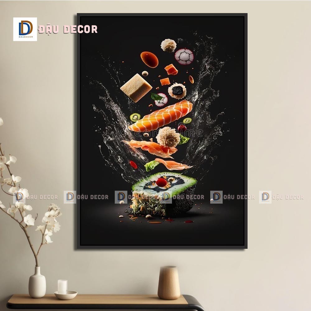 Tranh Canvas treo tường trang trí nhà hàng phong cách Nhật bản,tranh trang trí nhà hàng susi.Tranh trang trí phòng khách