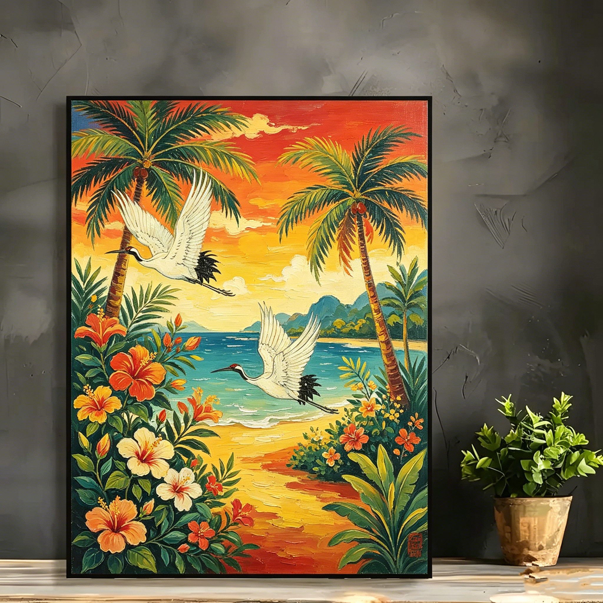 Tranh treo tường trang trí phòng khách, quán cà phê, shop | Tranh phong cảnh cổ điển Việt Nam