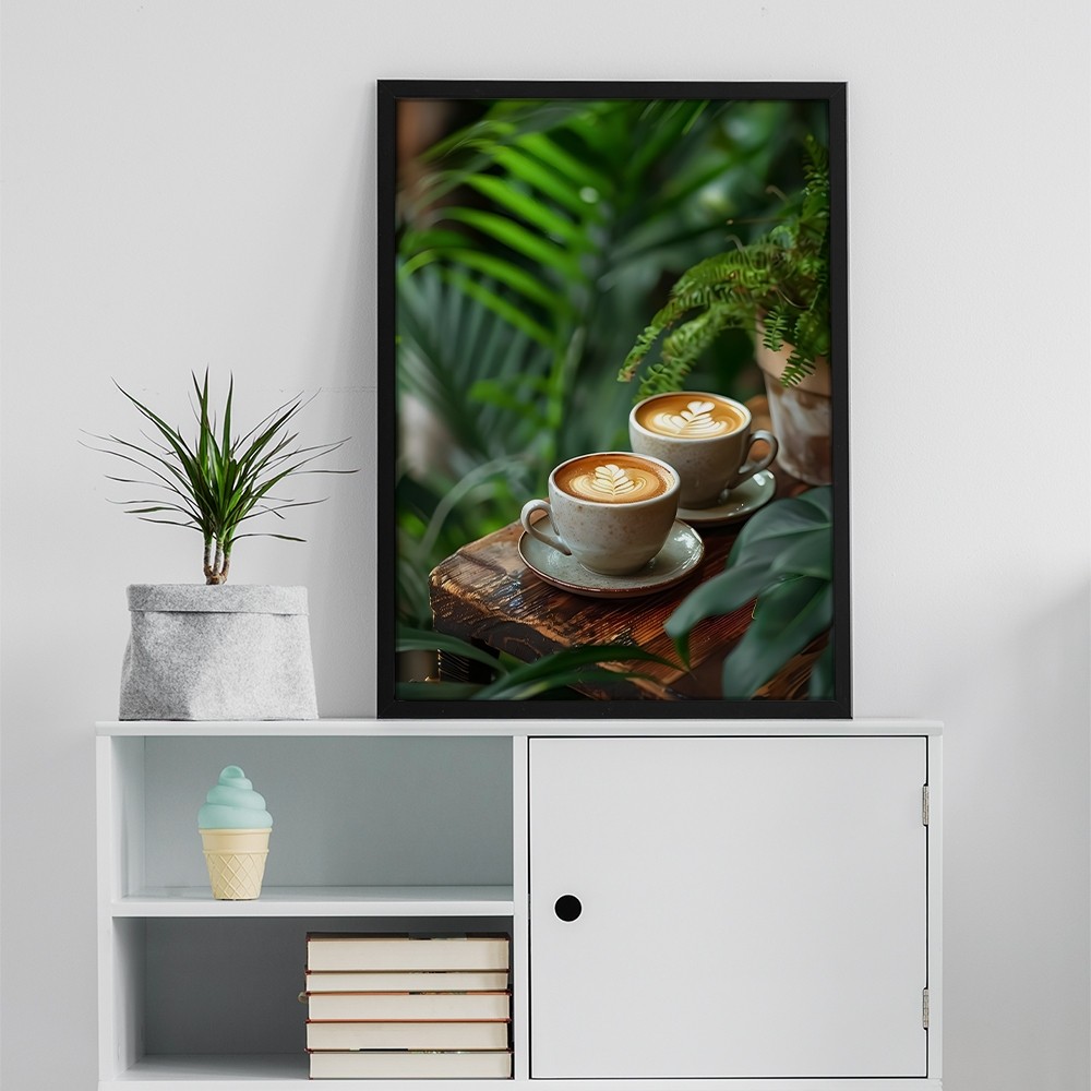 Tranh tường chủ đề cà phê cổ điển, khung gỗ, trang trí quán cà phê và phòng ngủ