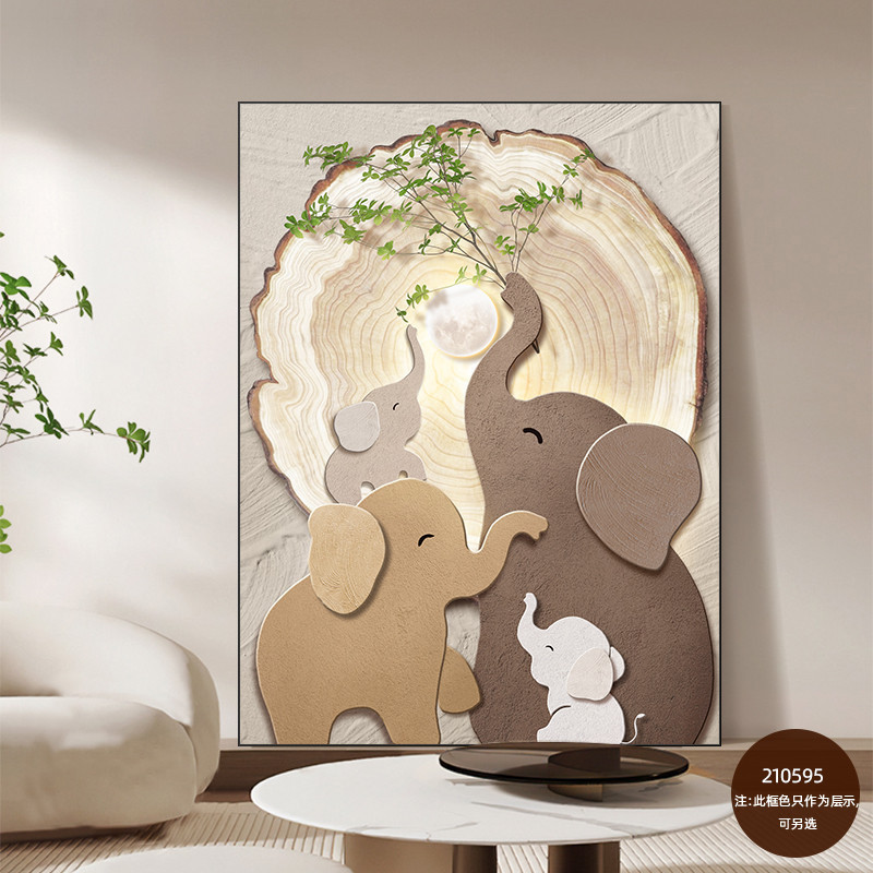 Tranh Decor Gia Đình Voi Nghệ Thuật Tối Giản Treo Tường Phòng Khách – Biểu Tượng Gắn Bó Yêu Thương60x80cm