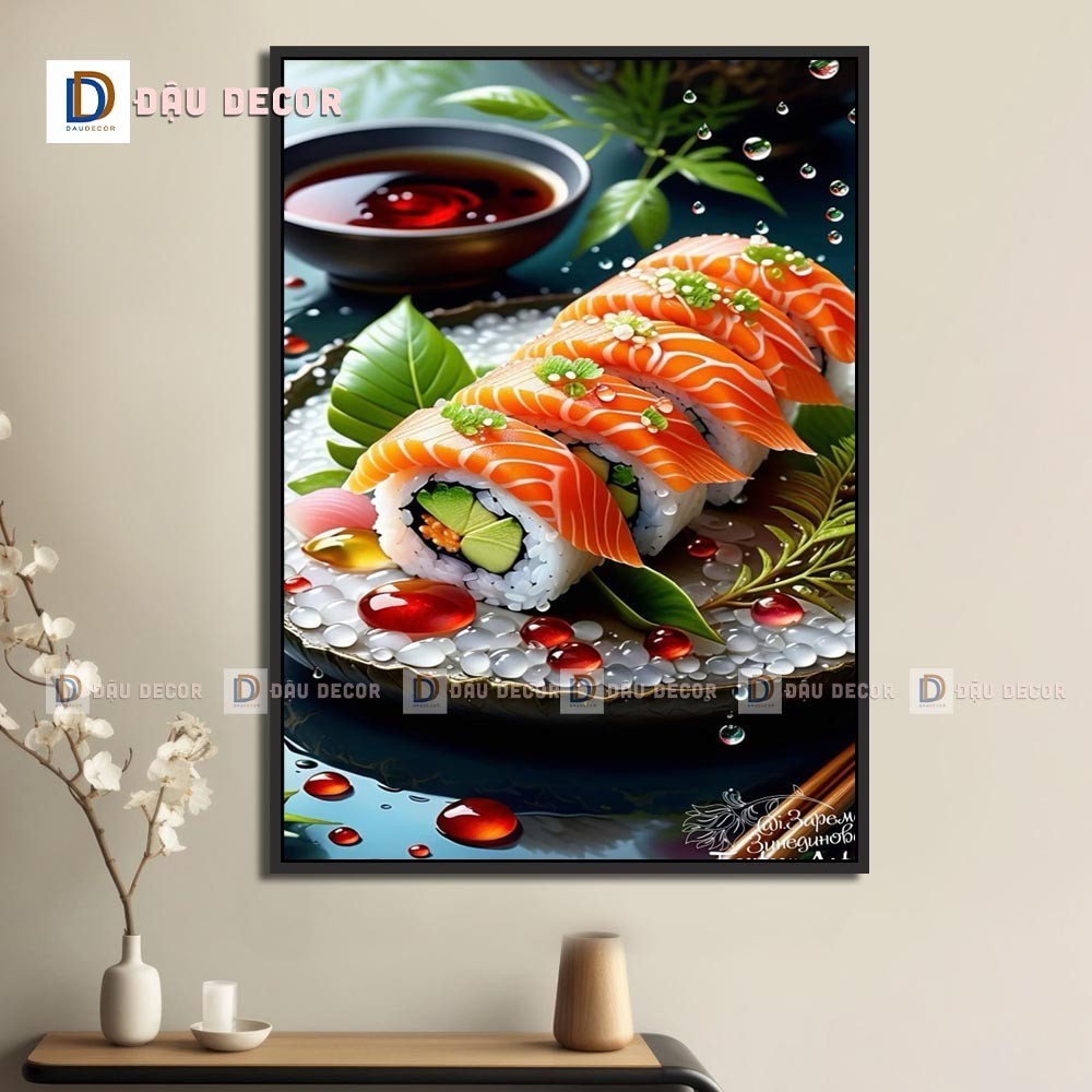 Tranh Canvas treo tường trang trí nhà hàng phong cách Nhật bản,tranh trang trí nhà hàng susi.Tranh trang trí phòng khách