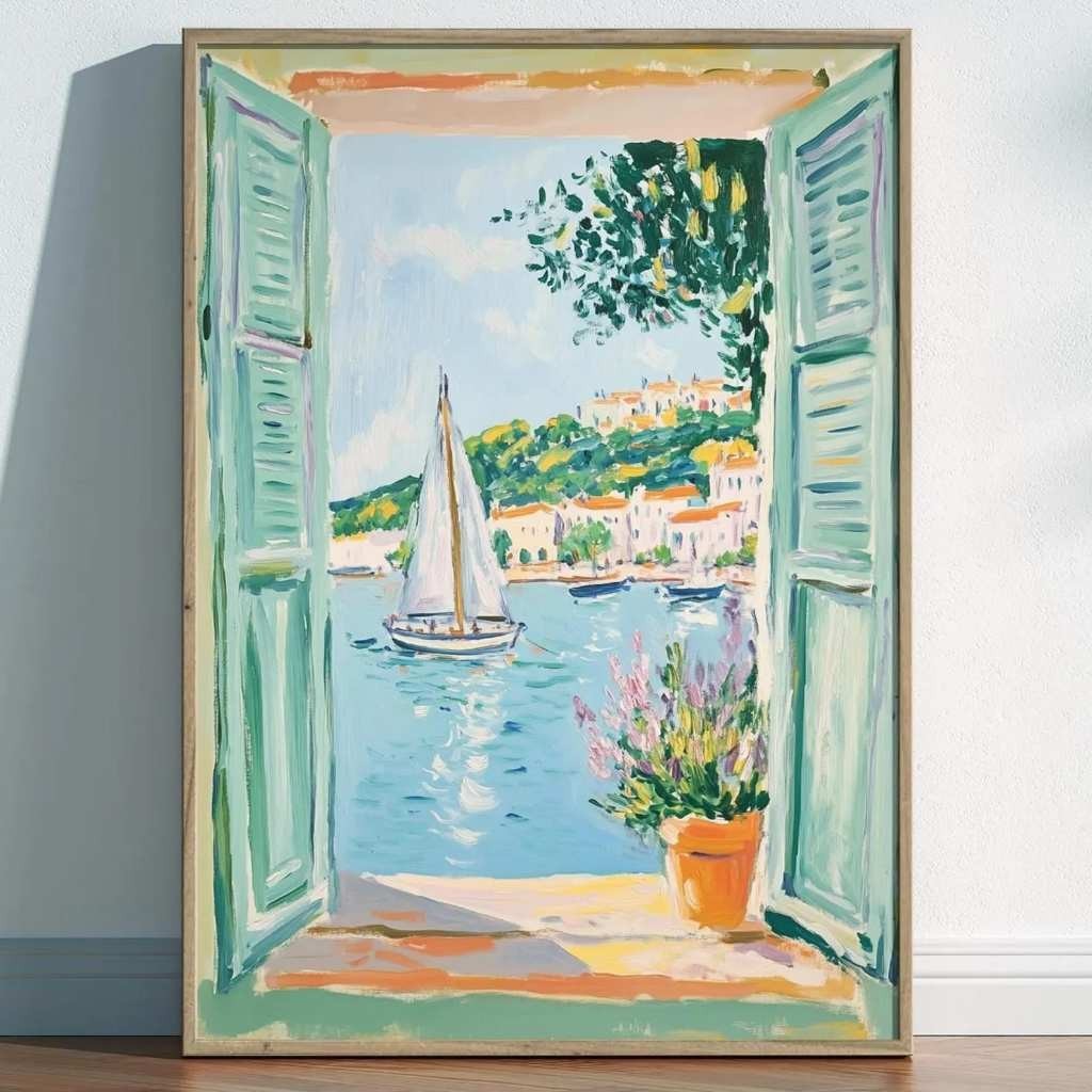 Tranh cửa sổ tranh canvas phong cảnh SNY16 - Tranh trang trí treo phòng ngủ, phòng khách