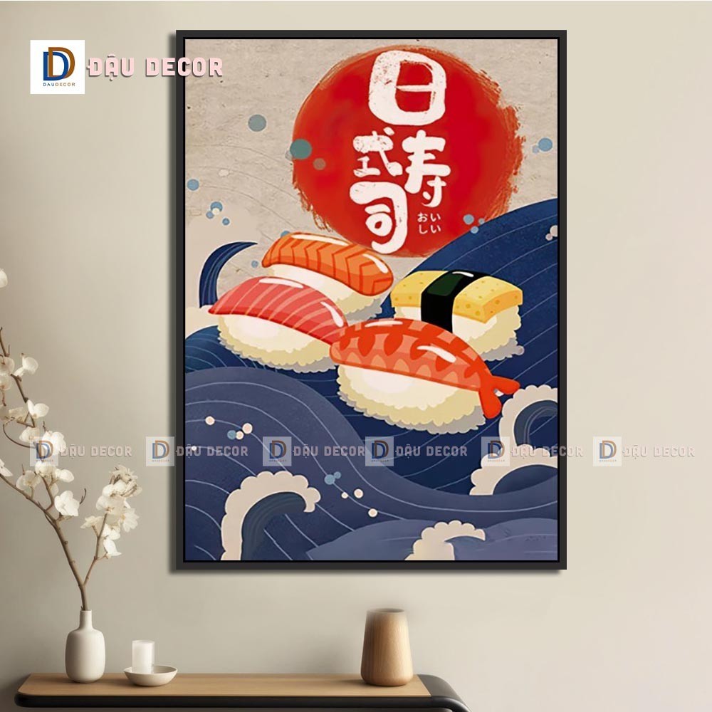 Tranh Canvas treo tường trang trí nhà hàng phong cách Nhật bản,tranh trang trí nhà hàng susi.Tranh trang trí phòng khách