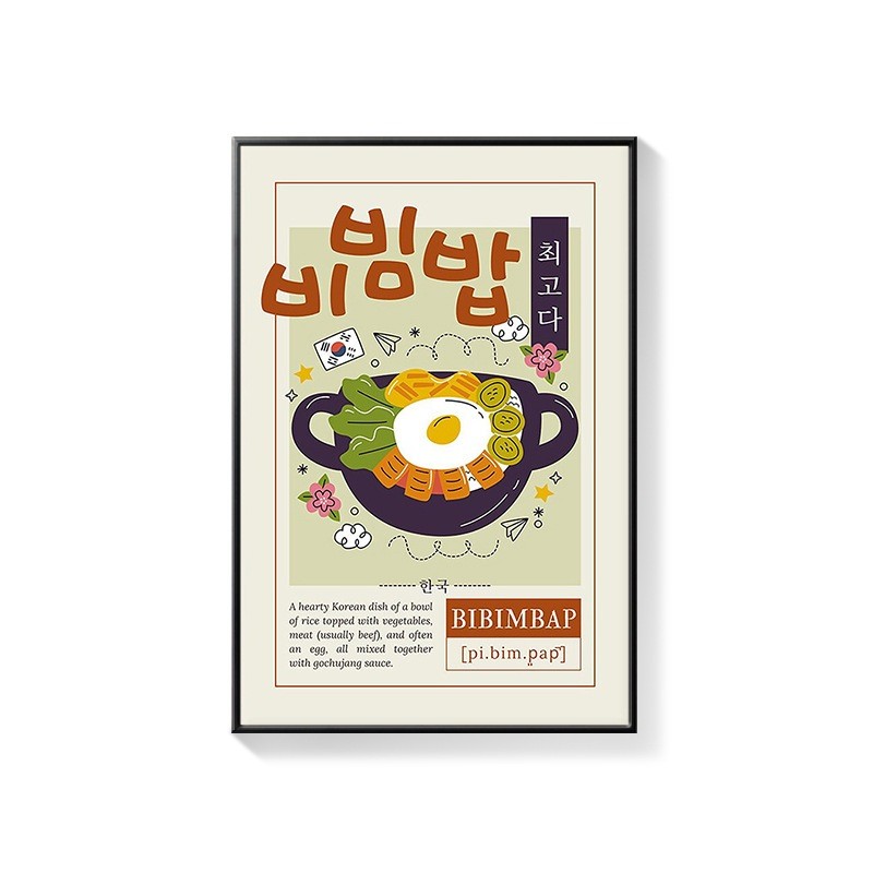 Tranh hàn quốc trang trí nhà hàng món ăn phong cảnh nhiều mẫu đẹp chất liệu canvas cao cấp đã có khung tặng