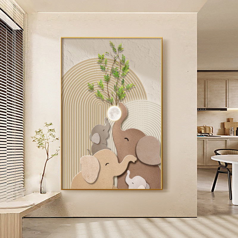 Tranh Decor Gia Đình Voi Nghệ Thuật Tối Giản Treo Tường Phòng Khách – Biểu Tượng Gắn Bó Yêu Thương60x80cm