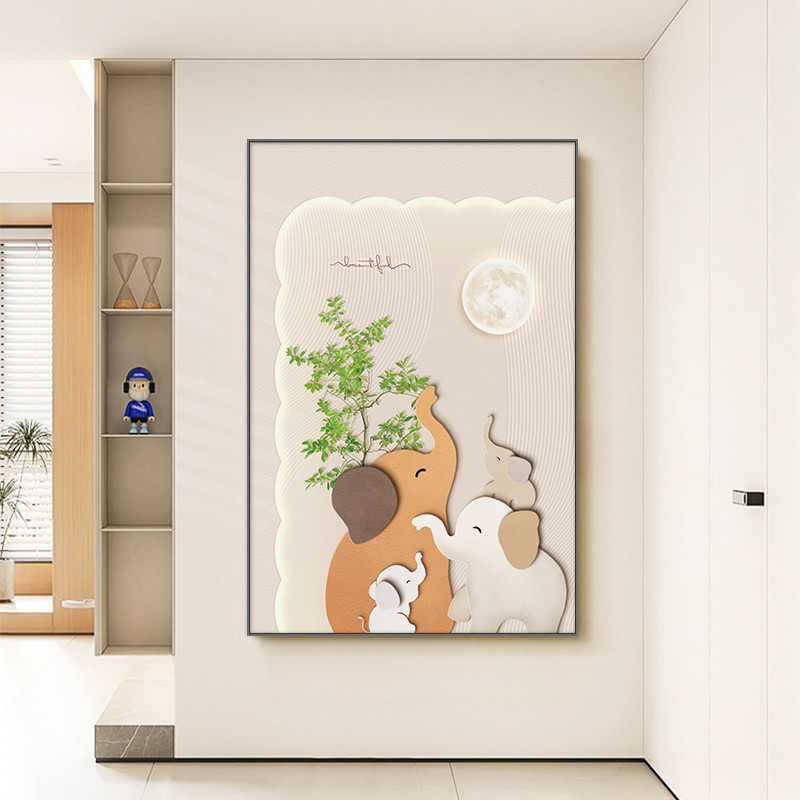 Tranh Decor Gia Đình Voi Nghệ Thuật Tối Giản Treo Tường Phòng Khách – Biểu Tượng Gắn Bó Yêu Thương60x80cm