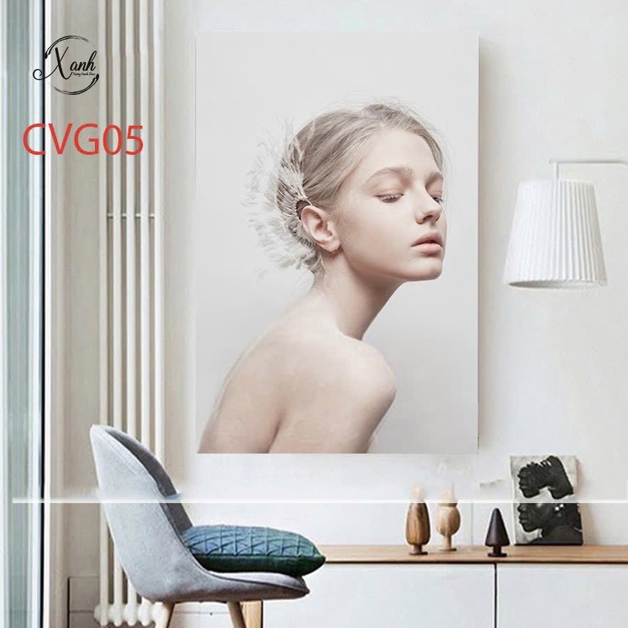 Tranh canvas CÔ GÁI HOA HỒNG TRỪU TƯỢNG trang trí nội thấtTranh trang trí phòng khách