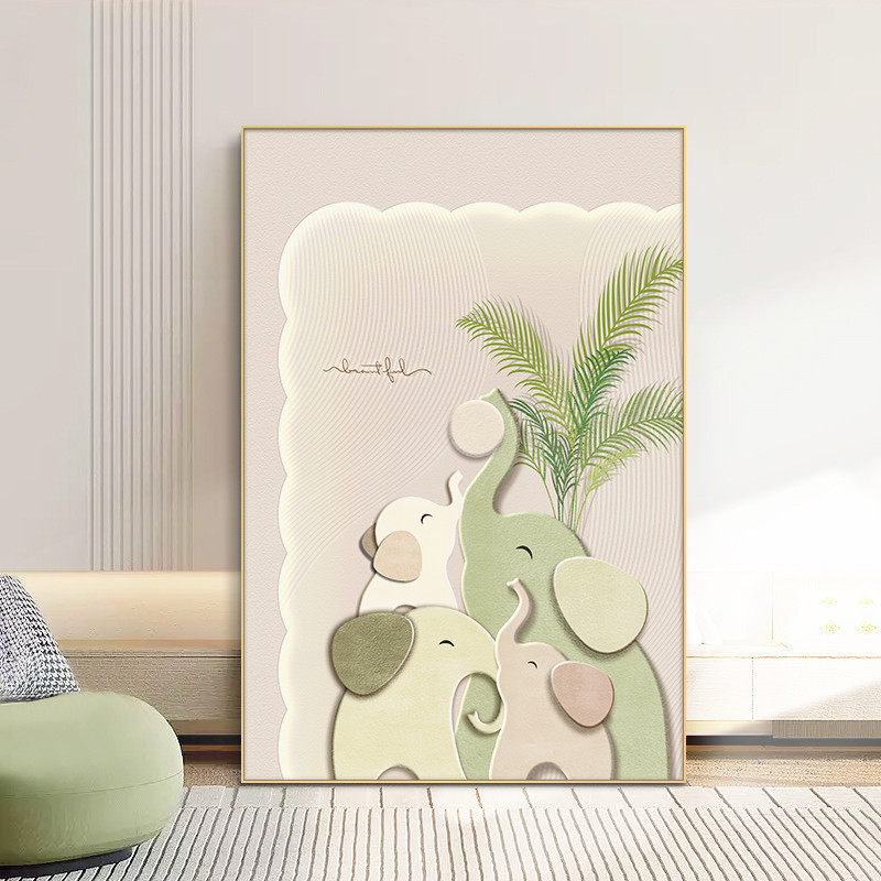 Tranh Decor Gia Đình Voi Nghệ Thuật Tối Giản Treo Tường Phòng Khách – Biểu Tượng Gắn Bó Yêu Thương60x80cm