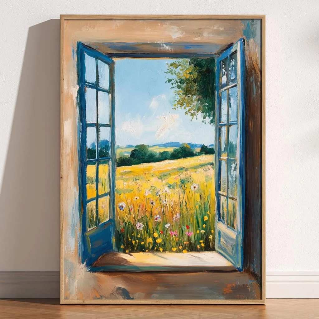 Tranh cửa sổ tranh canvas phong cảnh SNY16 - Tranh trang trí treo phòng ngủ, phòng khách
