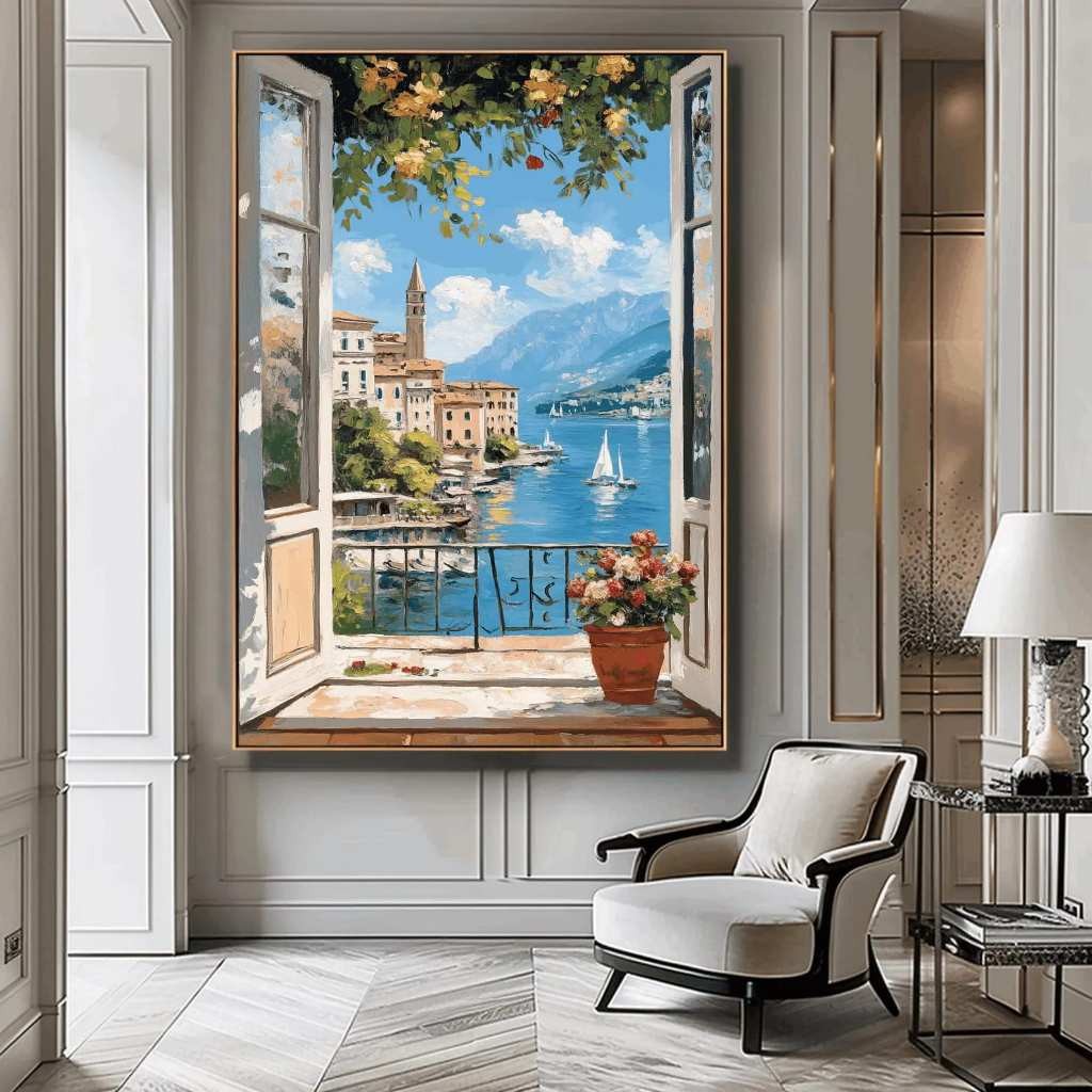 Tranh cửa sổ tranh canvas phong cảnh SNY16 - Tranh trang trí treo phòng ngủ, phòng khách