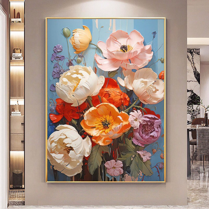 Tranh tường canvas cao cấp, tranh in hoa có độ nét cực caoTranh tường trang trí phòng khách, phù hợp cho phòng khách