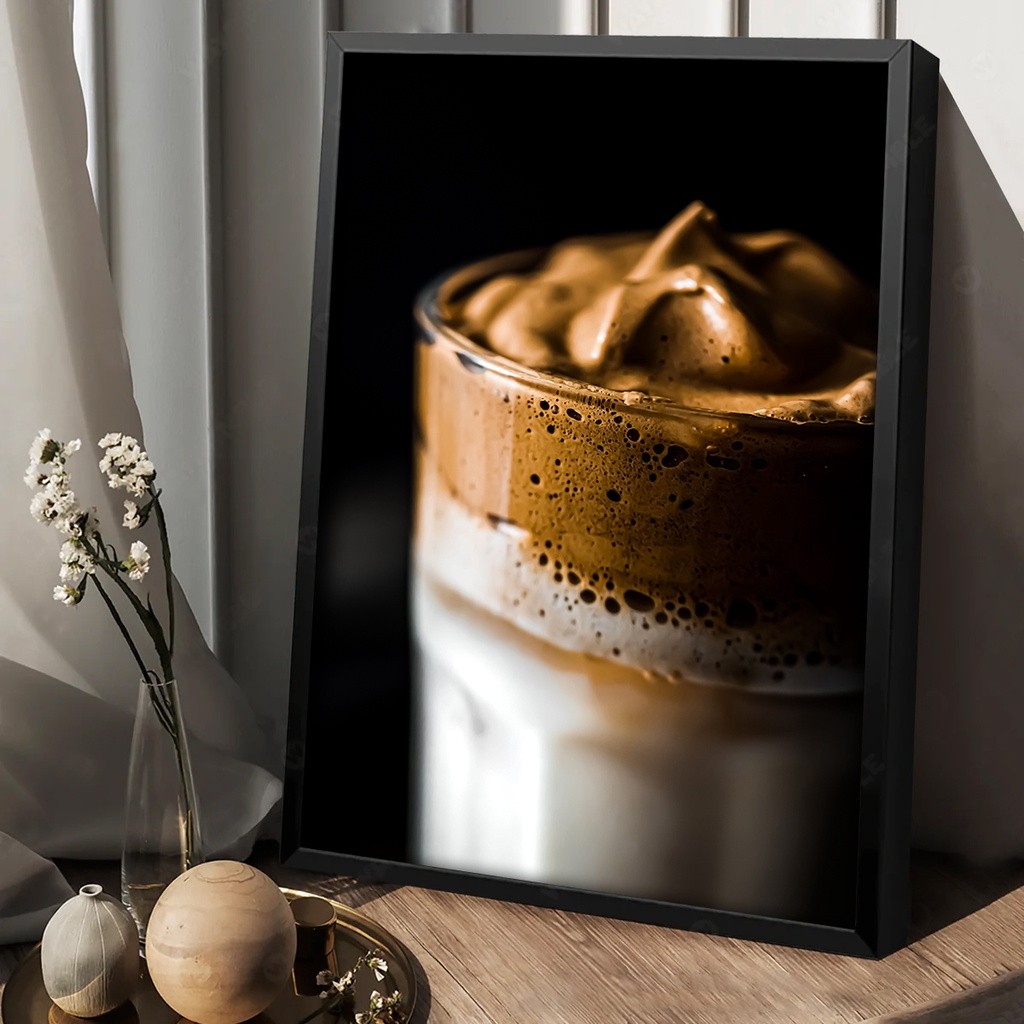 Tranh tường chủ đề cà phê cổ điển, khung gỗ, trang trí quán cà phê và phòng ngủ