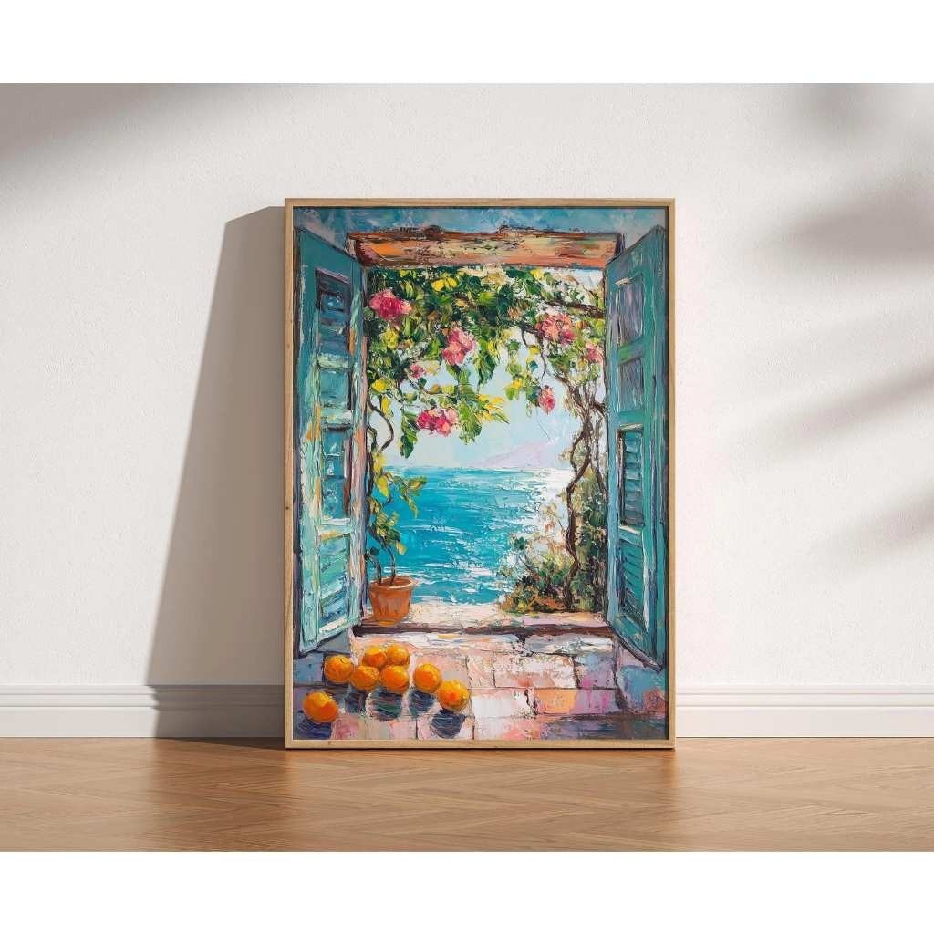 Tranh cửa sổ tranh canvas phong cảnh SNY16 - Tranh trang trí treo phòng ngủ, phòng khách