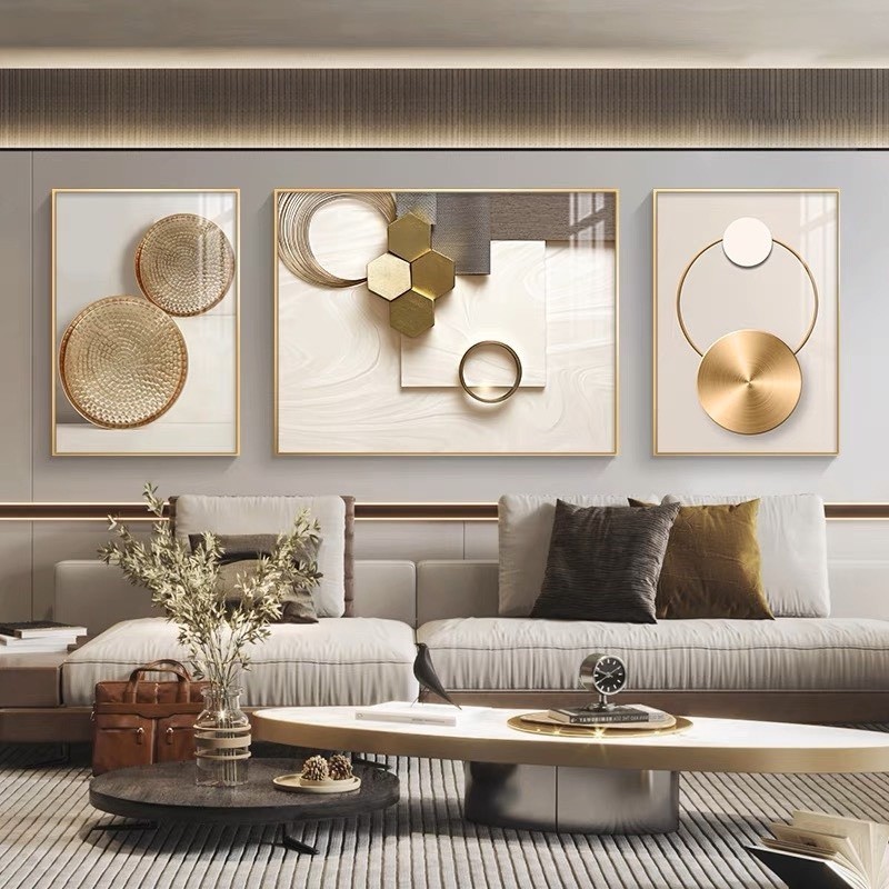 Bộ 3 Tranh Tráng Gương " Trườu Tượng Hiện Đại" In UV5D Cao Cấp. Trang Trí Nhà Cửa