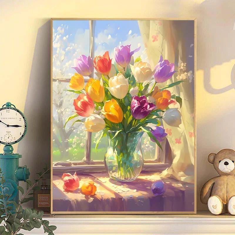 Tranh tường canvas cao cấp, tranh in hoa có độ nét cực caoTranh tường trang trí phòng khách, phù hợp cho phòng khách