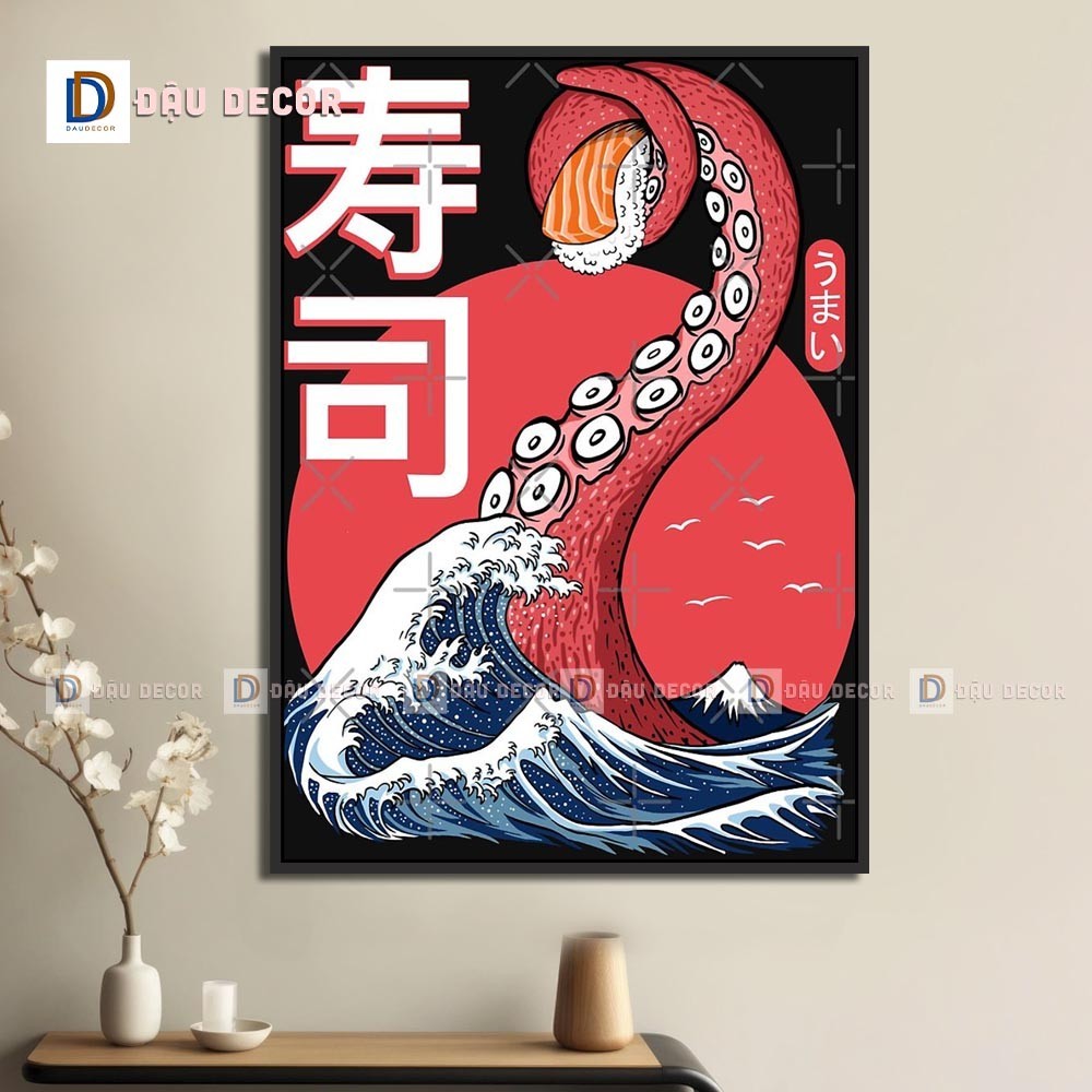 Tranh Canvas treo tường trang trí nhà hàng phong cách Nhật bản,tranh trang trí nhà hàng susi.Tranh trang trí phòng khách