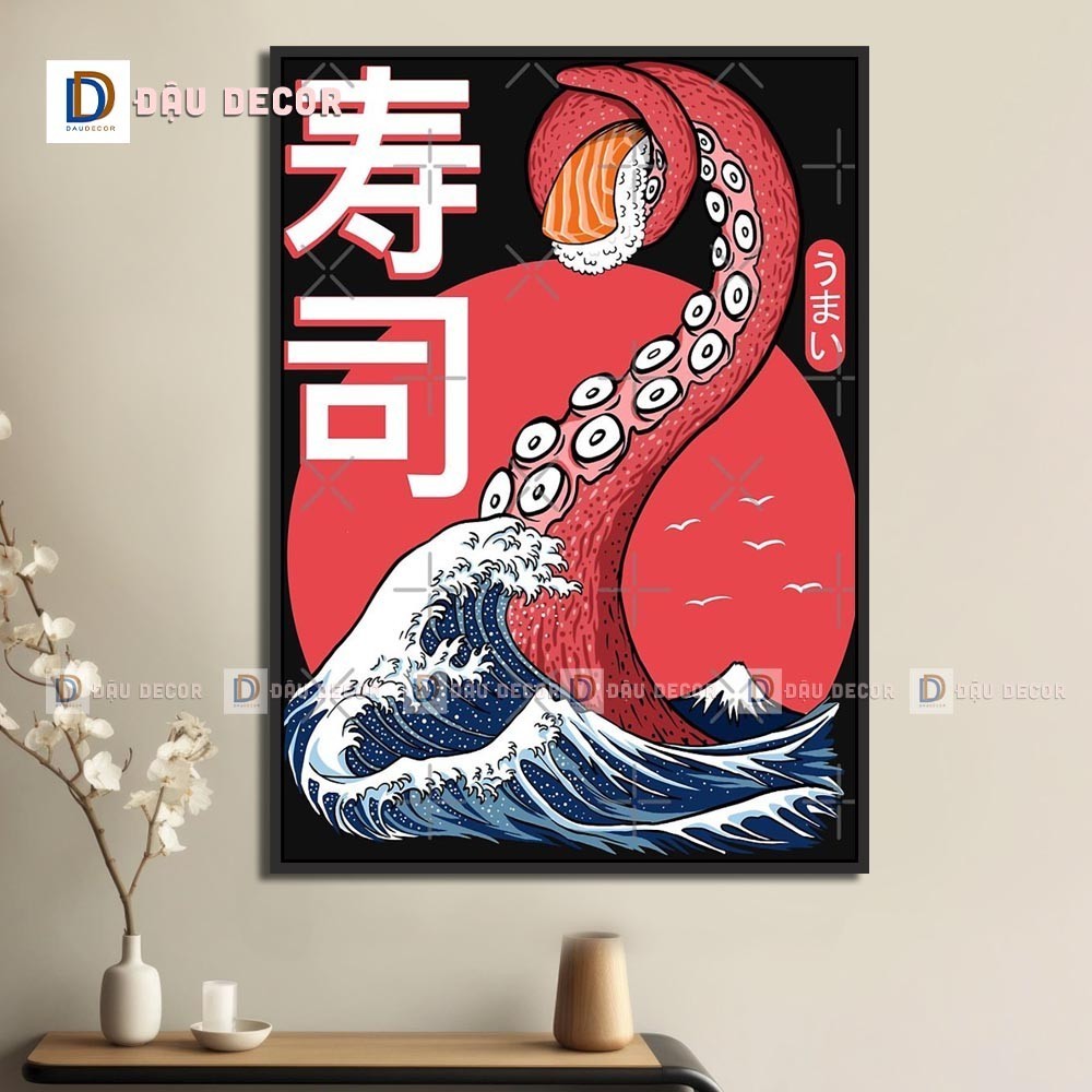 Tranh Canvas treo tường trang trí nhà hàng phong cách Nhật bản,tranh trang trí nhà hàng susi.Tranh trang trí phòng khách
