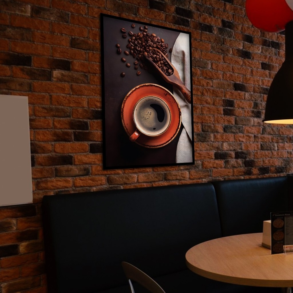 Tranh tường chủ đề cà phê cổ điển, khung gỗ, trang trí quán cà phê và phòng ngủ