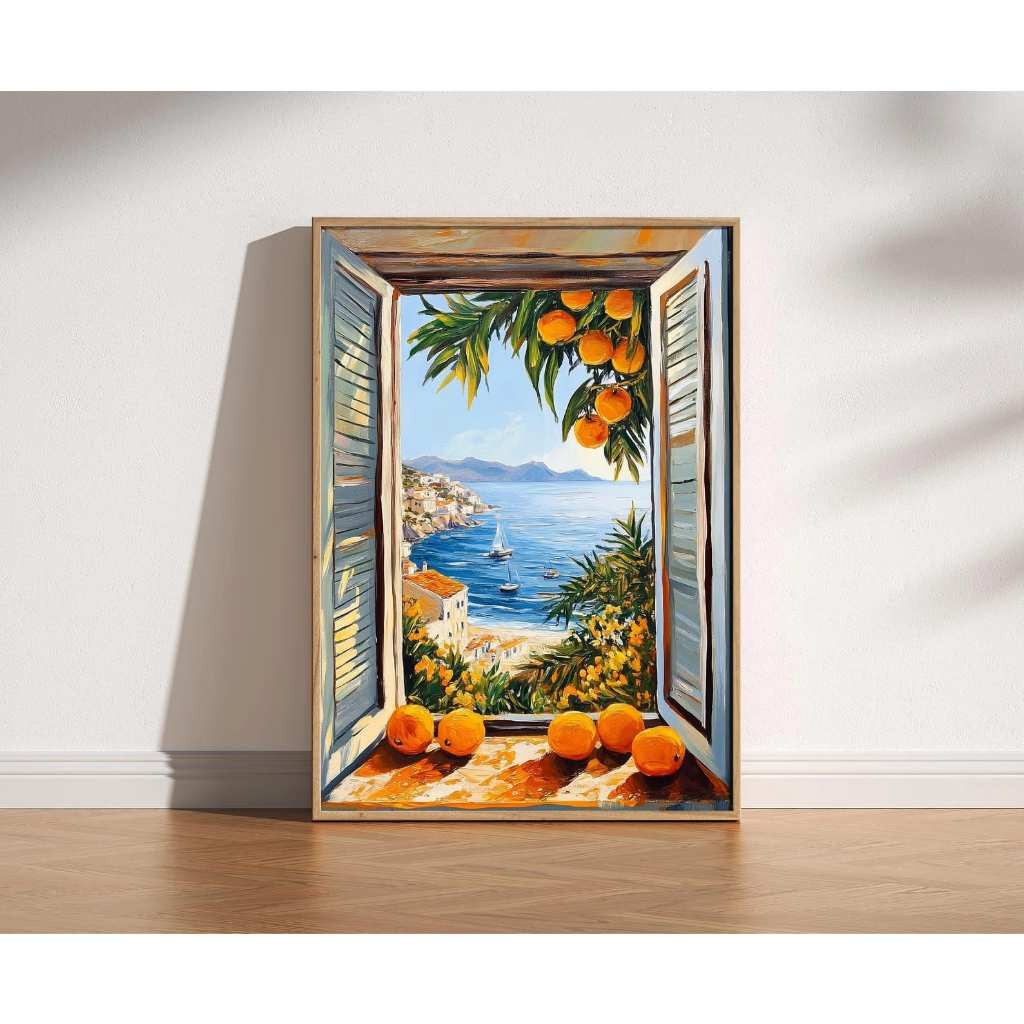 Tranh cửa sổ tranh canvas phong cảnh SNY16 - Tranh trang trí treo phòng ngủ, phòng khách