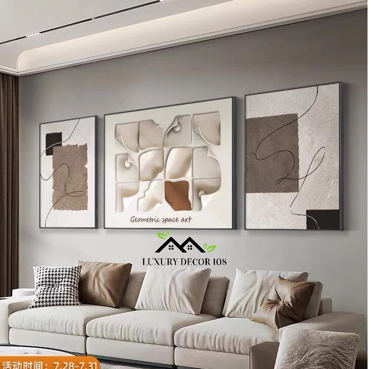 Bộ 3 Tranh Tráng Gương " Trườu Tượng Hiện Đại" In UV5D Cao Cấp. Trang Trí Nhà Cửa