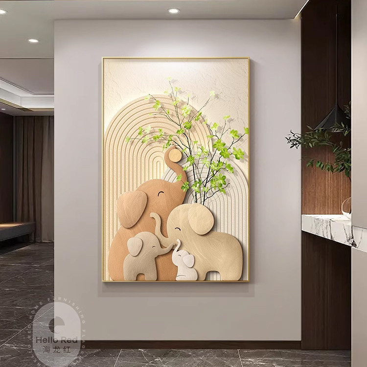 Tranh Decor Gia Đình Voi Nghệ Thuật Tối Giản Treo Tường Phòng Khách – Biểu Tượng Gắn Bó Yêu Thương60x80cm