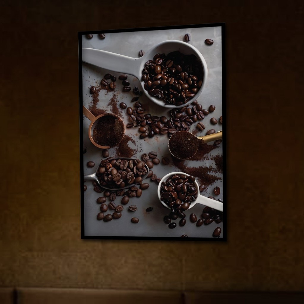 Tranh tường chủ đề cà phê cổ điển, khung gỗ, trang trí quán cà phê và phòng ngủ