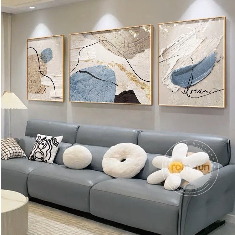Bộ 3 Tranh Tráng Gương " Trườu Tượng Hiện Đại" In UV5D Cao Cấp. Trang Trí Nhà Cửa