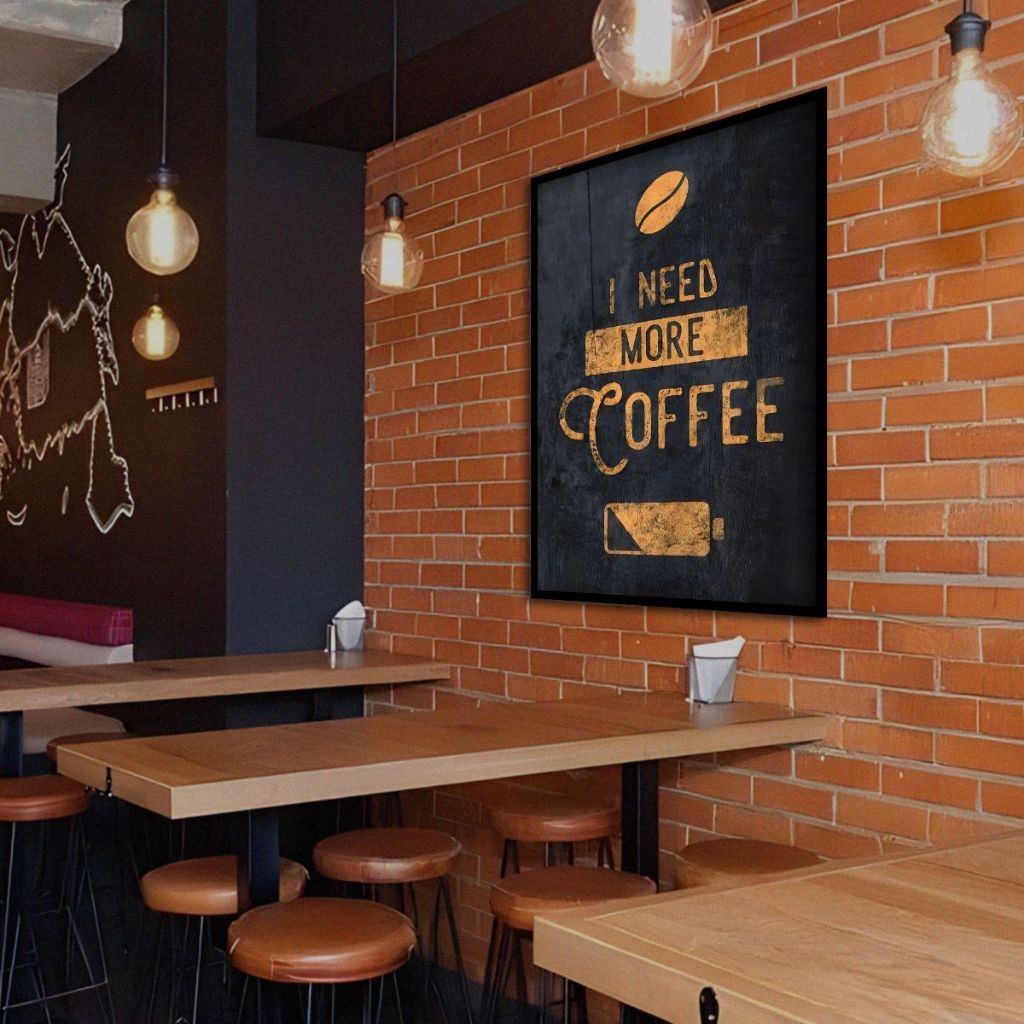 Tranh tường chủ đề cà phê cổ điển, khung gỗ, trang trí quán cà phê và phòng ngủ