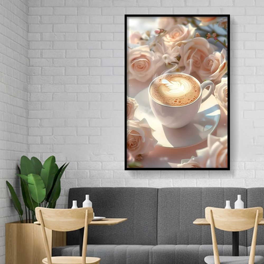 Tranh tường chủ đề cà phê cổ điển, khung gỗ, trang trí quán cà phê và phòng ngủ